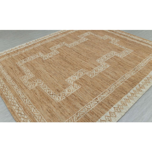 10x14Ft. Natural Brown Cream Jute Taureg Inspired Soumek Jute Hand Woven Rug For Sale - Image 6 of 12