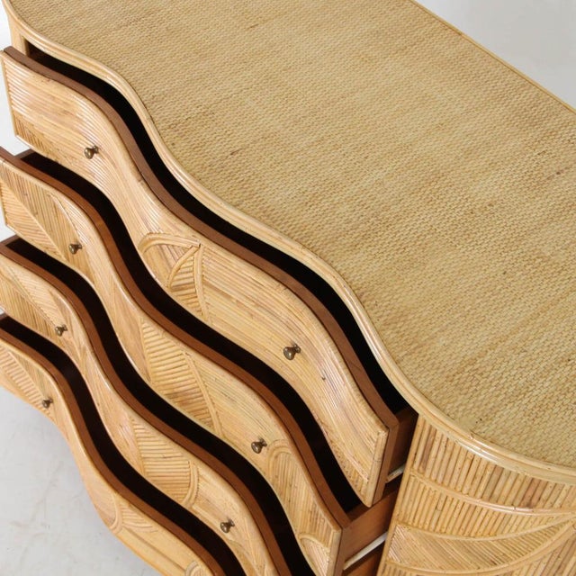 Curved Rattan Chest of Drawers For Sale - Image 4 of 18