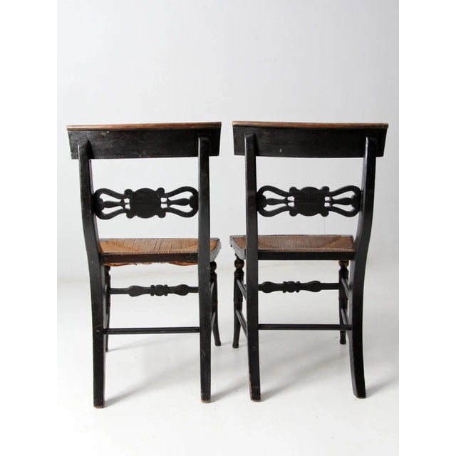 Antique Stencil Painted Chairs Pair For Sale - Image 10 of 13