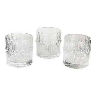 1970s Niva Double Old Fashioned Glasses by Tapio Wirkkala for Iittala Finland, Set of 3 For Sale