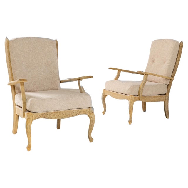 1960s French Louis XV Style Oak Armchairs With Upholstered Cushions - A Pair For Sale - Image 15 of 18