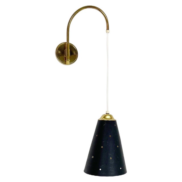 Minimalist Adjustable Brass Wall Hanging Light, Italy, 1960s For Sale