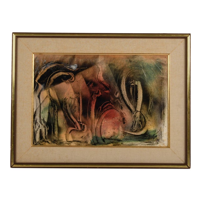 Framed Signed J. Akston "Primordial Chaos" Mixed Media on Board For Sale