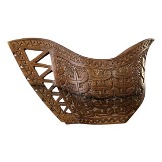 Antique Hand Carved Yugoslavian Folk Art Wood / Treen Wedding Cup / Vessel For Sale