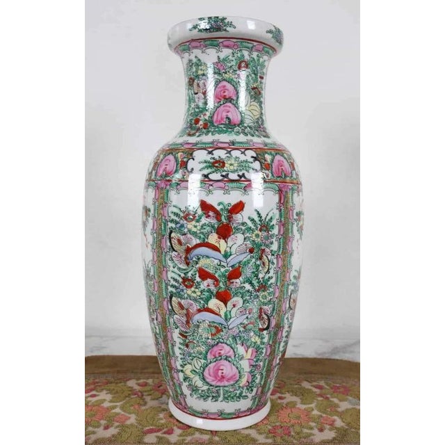 2000 - 2009 Hand-Painted Chinese Vase with Florals For Sale - Image 5 of 5