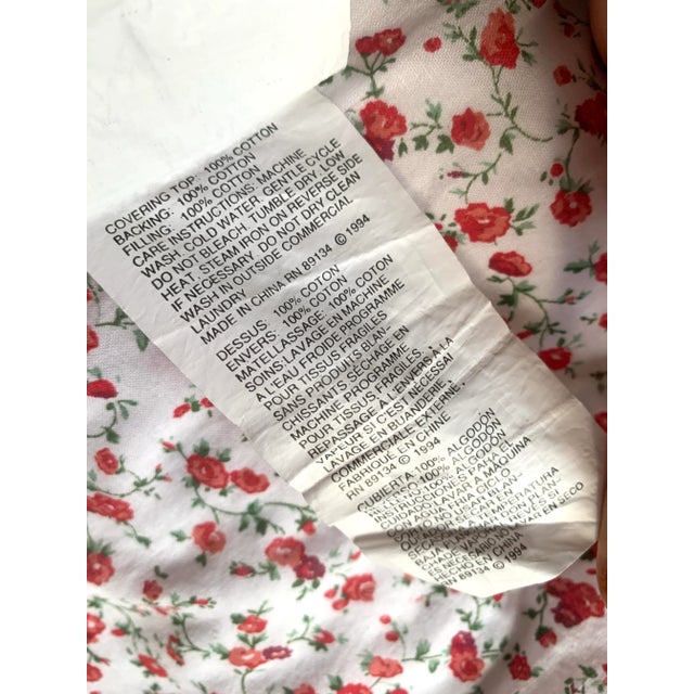 Vintage 1994 Rustic Floral & Gingham Patchwork Twin Size Quilt & Sham For Sale - Image 4 of 12