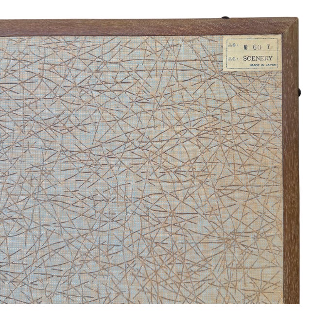 1940s Handpainted Silk Japanese Byobu Screen in Cerused Oak Frame For Sale - Image 10 of 10