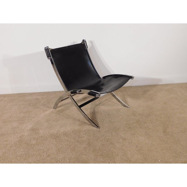 1980s Leather Scissor Chair by Antonio Citterio for Flexform Italia, Circa 1980s For Sale - Image 5 of 18