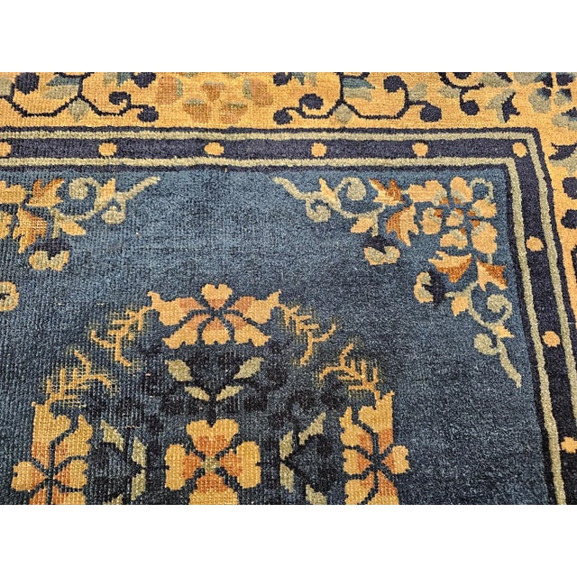 19th Century Chinese Peking Area Rug With Floral & Bird Motifs For Sale - Image 4 of 9