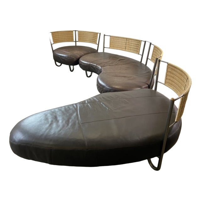 Postmodern Sectional Modular Leather Sofa from Kurt Beier, 1990s, Set of 3 For Sale
