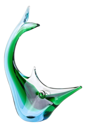 Mid-Century Murano Glass Fish Sculpture in Blue and Green Tones, Italy, 1970