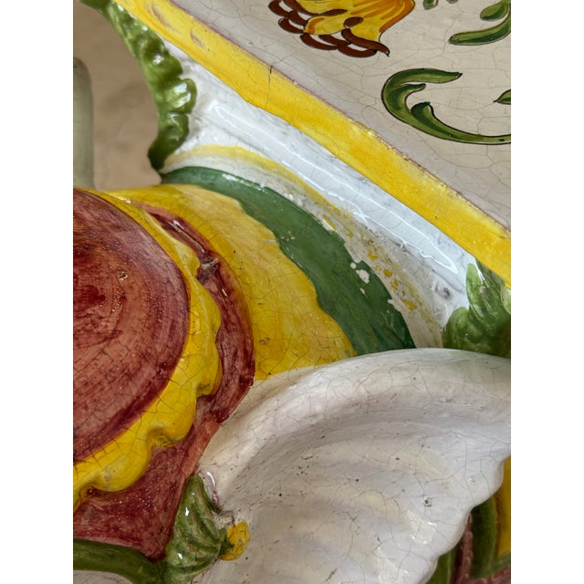 Mid-20th Century Regency Italian Terra Cotta Glazed Elephant Garden Seat or Side Table For Sale - Image 9 of 12