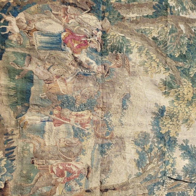 Gallant Procession Wool Tapestry, 18th Century For Sale - Image 5 of 18