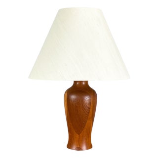 Danish Table Lamp in Teak with Linen Shade from Dyrlund, 1970s For Sale
