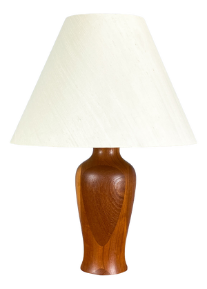Danish Table Lamp in Teak with Linen Shade from Dyrlund, 1970s