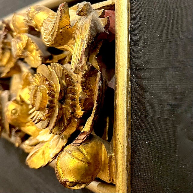Antique Chinese Gilt Wood Carving of Birds and Flowers For Sale - Image 10 of 14