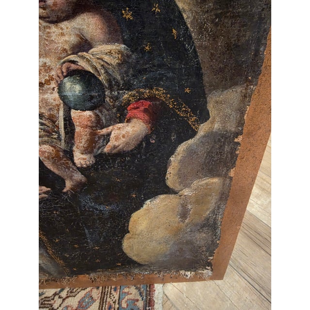 Antique Spanish Colonial Painting on Canvas Under Glass For Sale - Image 4 of 12
