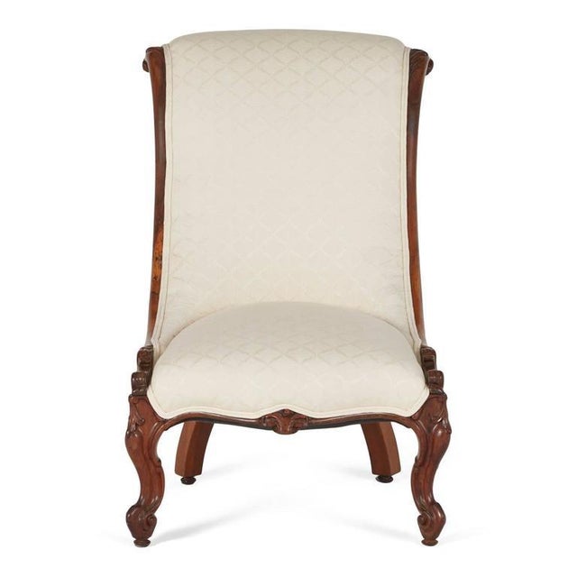 Circa 1860 English Victorian Carved Rosewood Slipper Chair Chairish