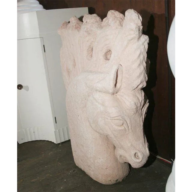 Rustic 1930s Vintage Cement Horse Heads Sculptures- a Pair For Sale - Image 3 of 7