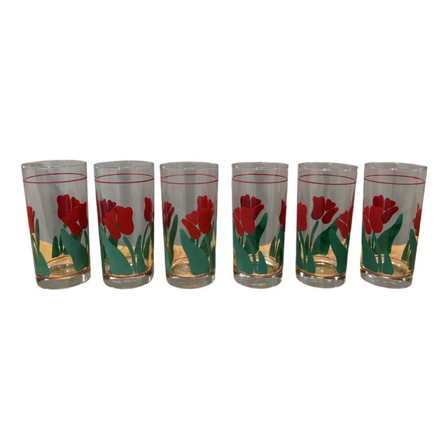 Blue & Red Glasses, 1970s, Set of 6 For Sale