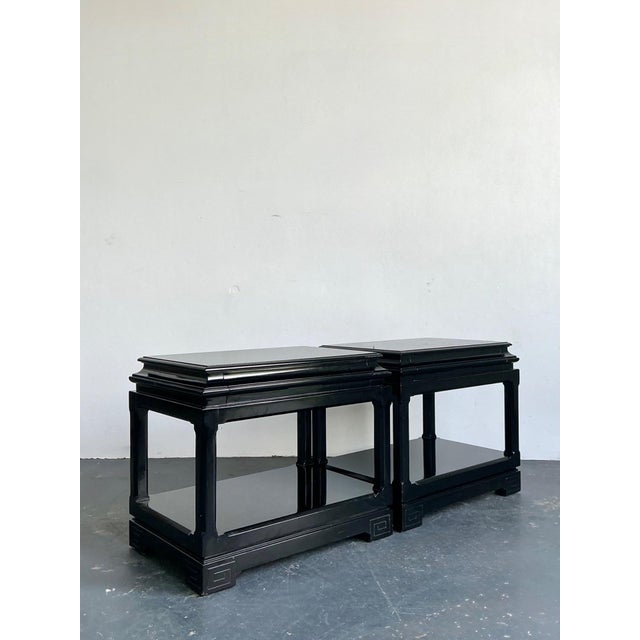 Vintage Ralph Lauren Chinoiserie Black Lacquered Side Tables - A Pair For Sale - Image 13 of 17