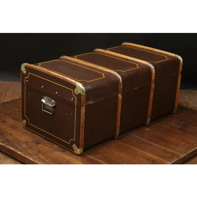 Vintage Brown Curved Trunk For Sale - Image 3 of 7