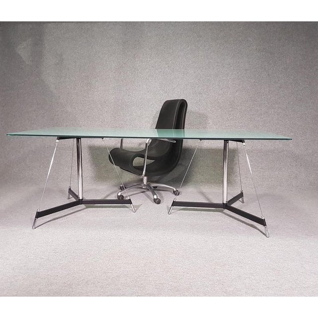 Italian tripod table / mat glass table top /Gabriel Teixidós 1980s This piece is attributed to the mentioned...