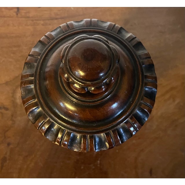 Antique 19th Century English Regency Carved Treen Mahogany Urn For Sale - Image 4 of 12