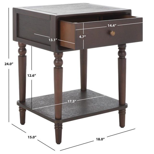 Traditional Siobhan Accent Table with Storage Drawer in Walnut For Sale - Image 3 of 9