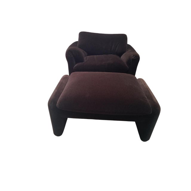 Set of Maralunga Armchair and Ottoman by Vico Magistretti for Cassina, Italy, 1973 For Sale - Image 3 of 18
