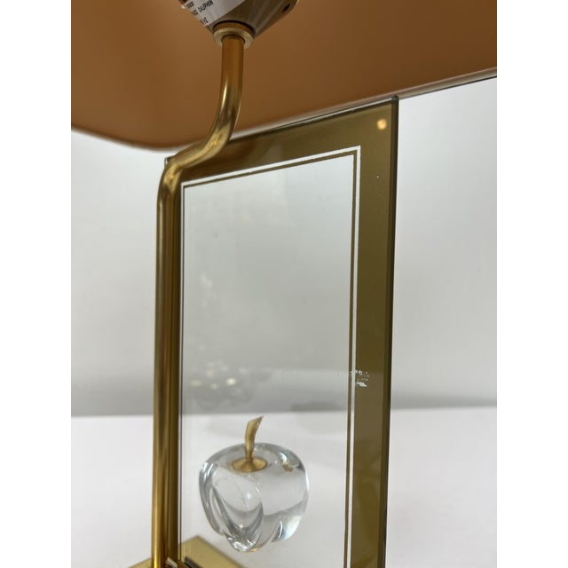 Beige La Pomme Table Lamp in Brass and Glass from Le Dauphin, 1980s For Sale - Image 8 of 16