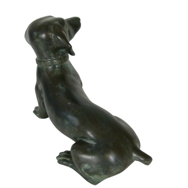 1960s Mid-Century Solid Bronze Dachshund Sculpture . Weighs 10 LBS . For Sale - Image 5 of 11