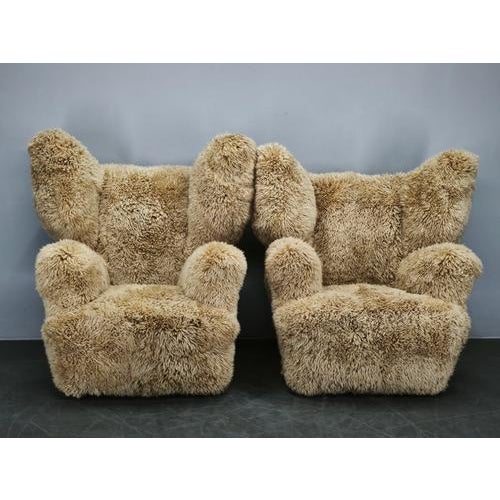Monumental Art Deco Skandilock Sheepskin Wingback Chairs 1930s, Set of 2 For Sale - Image 12 of 14