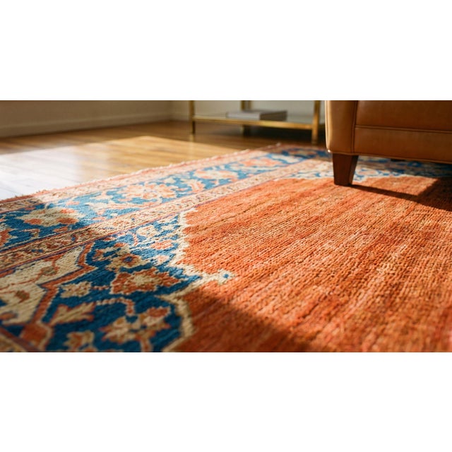 Late 19th Century 1880s Orange Medallion Classic Antique Persian Sultanabad Rug 9'6" X 12'5" Knotted Pile Wool Carpet For Sale - Image 5 of 7