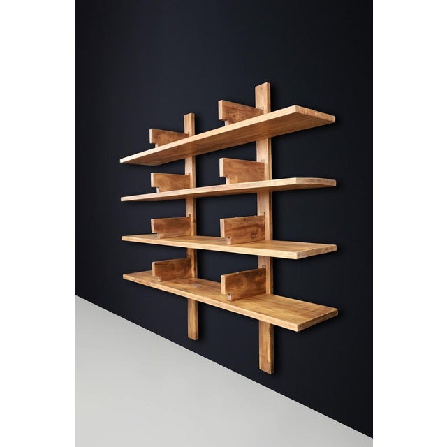 Wood Patinated Elm Bookshelf in the style of Pierre Chapo, France, 1970s For Sale - Image 7 of 18