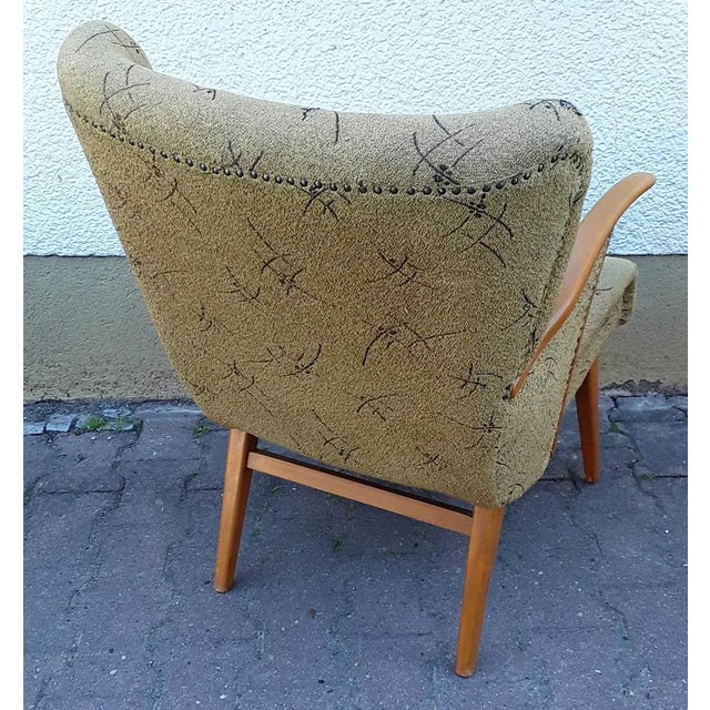 Mid-Century Armchair with Beech Frame, 1950s For Sale - Image 4 of 6