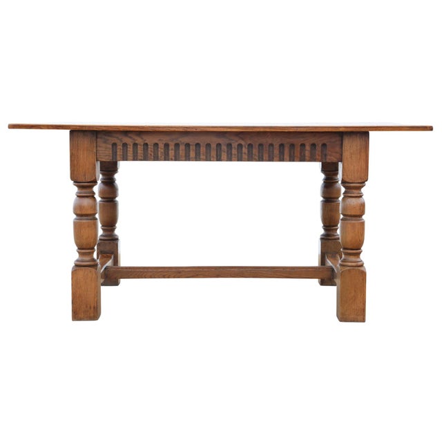 Antique Oak Refectory Kitchen Dining Table, 1890s For Sale - Image 3 of 9