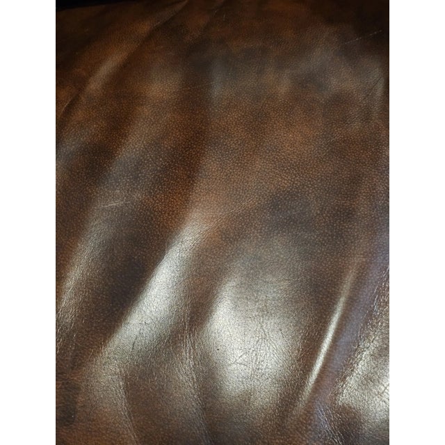 Late 20th Century Share Hancock & Moore Brown Leather Mahogany Chippendale Style Wing Chair Recliner For Sale - Image 13 of 13