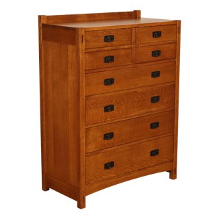 Stickley Mission Collection Oak High Chest Of Drawers For Sale