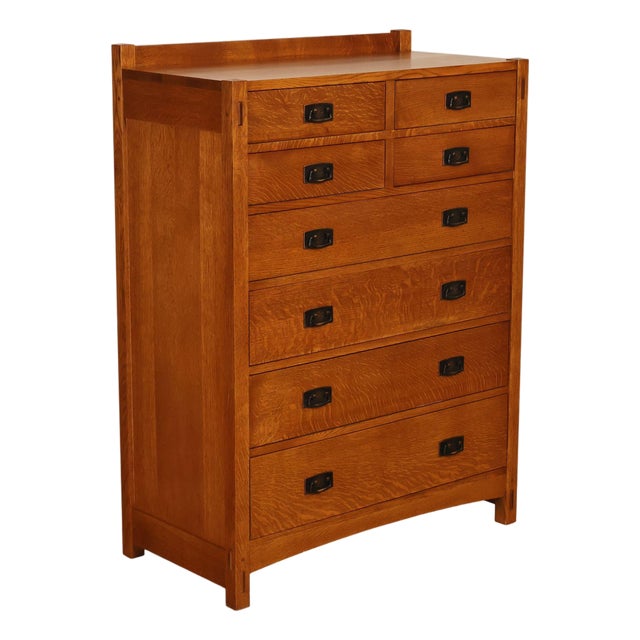 Stickley Mission Collection Oak High Chest Of Drawers For Sale