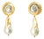 Late 20th Century 14K Gold Baroque Pearl Diamond Swirl Drop Earrings, Pair For Sale