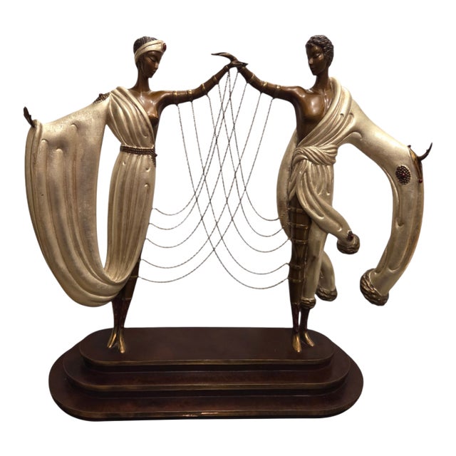 Erte Romain De Tirtoff the Wedding Bronze Sculpture Figural Dance Fine Art 1986 For Sale