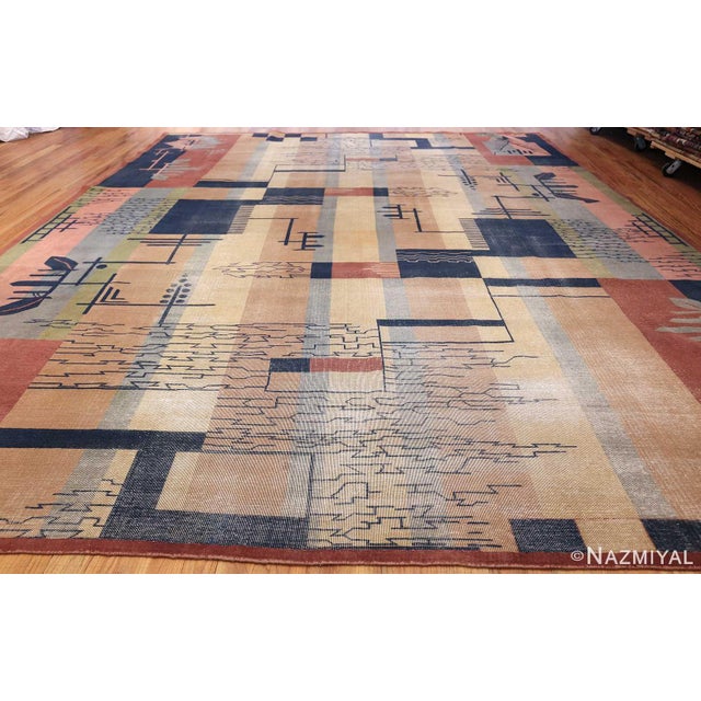 Nazmiyal Collection Vintage Indian Shabby Chic Art Deco Rug For Sale - Image 4 of 9