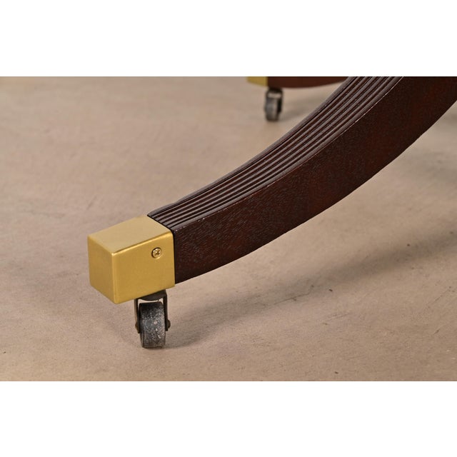 Baker Furniture Style English Georgian Banded Mahogany Double Pedestal Extension Dining Table, Newly Refinished For Sale - Image 10 of 12