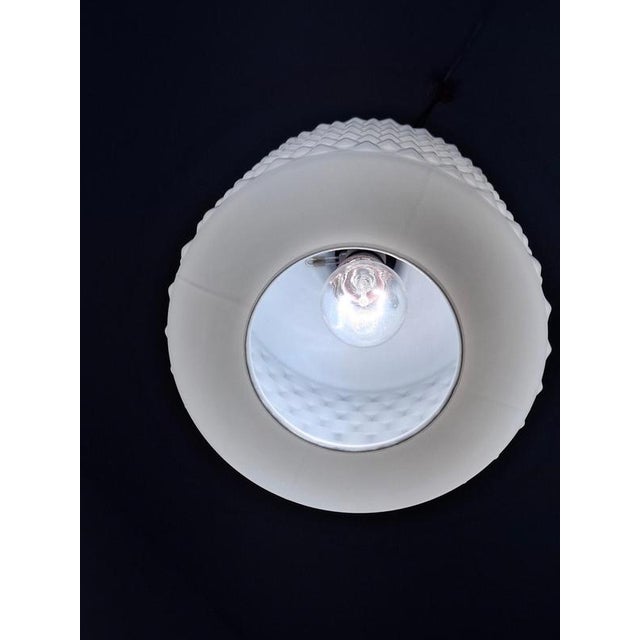 Mid-Century Modern Pendant Lamp in Textured Glass and Brass, Czechoslovakia, 1970s For Sale - Image 4 of 18