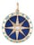 Compass Charm Lapis Lazuli Diamond Pendant Estate 14k Yellow Gold Enamel Jewelry For Sale