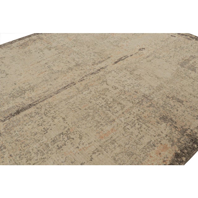 Abstract Rug & Kilim’s Distressed Abstract Rug in Beige and Gray All Over Pattern For Sale - Image 3 of 7