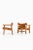Pair of easy chairs in oak and original cognac brown leather by børge mogensen, 1950's additional information: material:...