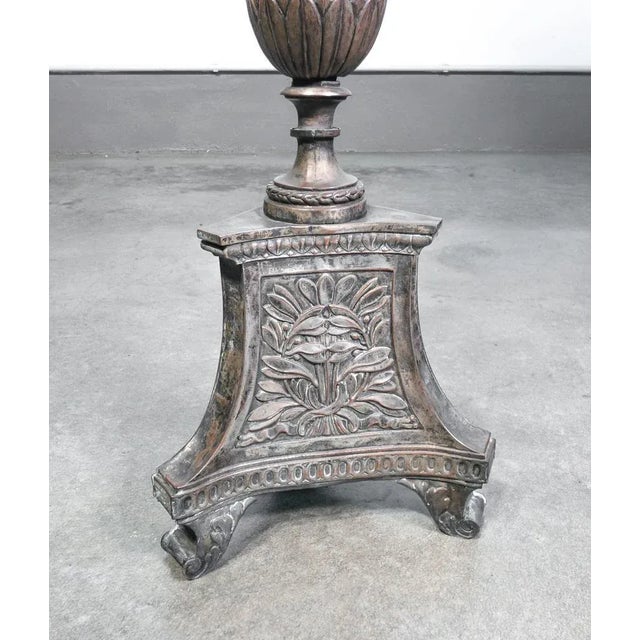 Silver-plated copper candlestick , embossed decorated , period original. Italy, 18th century origin origin italy period...