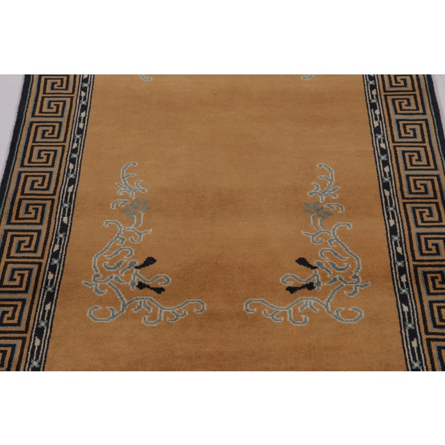 2010s Rug & Kilim’s Chinese Art Deco Inspired Runner Rug, Brown With Greek Key Border For Sale - Image 5 of 8
